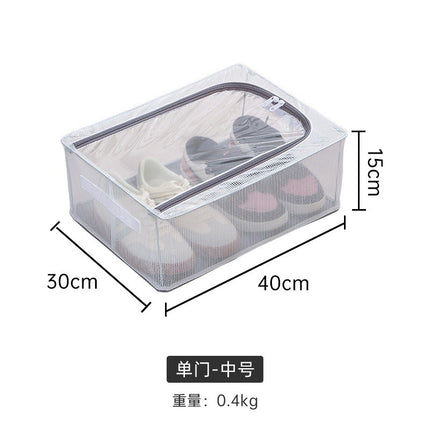 Household Transparent Foldable Shoe Storage Box Visible Installation-Free Bed Bottom Shoe Cabinet Thickened Steel Frame Storage Box