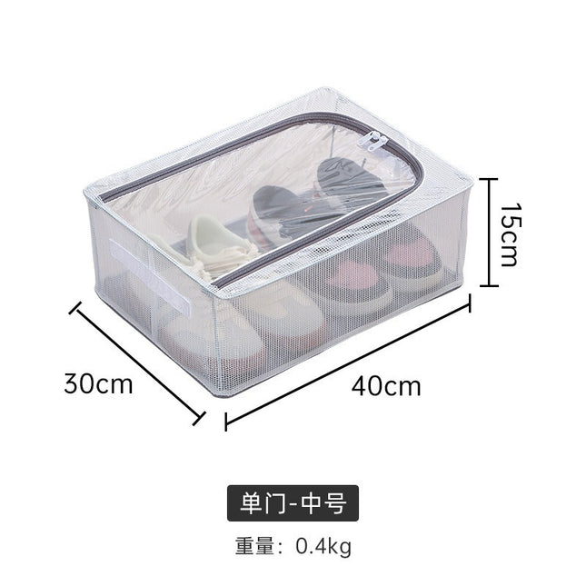 Household Transparent Foldable Shoe Storage Box Visible Installation-Free Bed Bottom Shoe Cabinet Thickened Steel Frame Storage Box