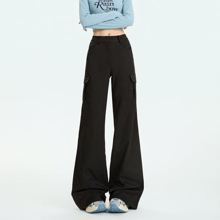 Khaki Flared Work Pants for Women, Spring 2026 New Design, Mid-Waist, Stretchy, Slimming, Floor-Length Pants for Women