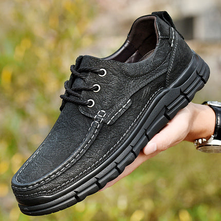 Leather Shoes Men's 2025 New Handmade Genuine Leather Men's Shoes Outdoor Mountaineering Slip-on Non-slip Casual Shoes Dad's Shoes