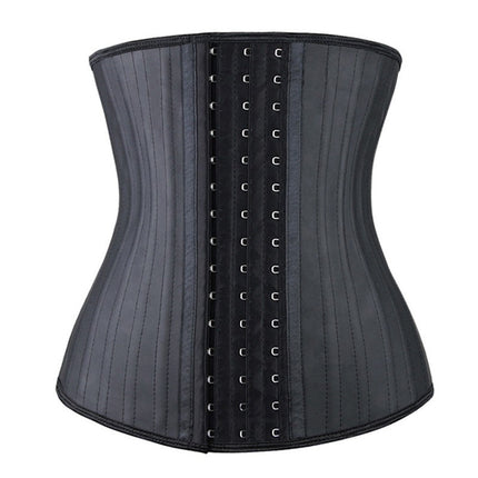 Cross-Border European and American Glossy Latex Shapewear Corset Waist Trainer with 25 Steel Bones Rubber Body Shaping Belt