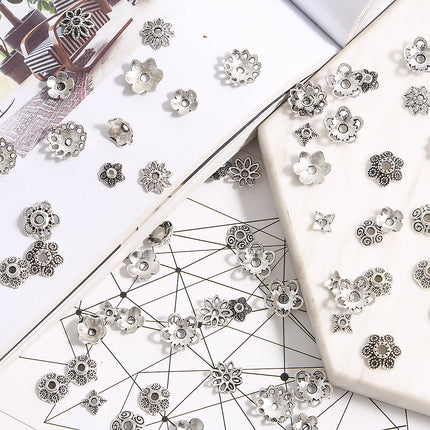 Ancient silver alloy hollow flower holder bead cap bead cap antique DIY step shake hairpin crown accessories