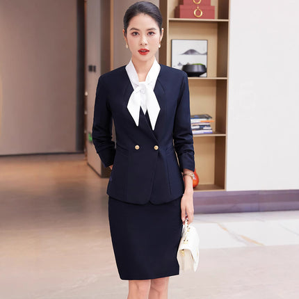 Blue Professional Suit suit Female Hotel Manager Front Desk Gold Shop Jewelry Shop Beauty Salon China Southern Airlines Stewardess Uniform Spring