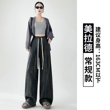 Striped Wide-leg Pants Women's Spring and Autumn 2025 New Summer Explosions Casual Straight Loose High Waist Dosing Wide-leg Pants