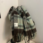 Square check plaid brushed style mint green coffee