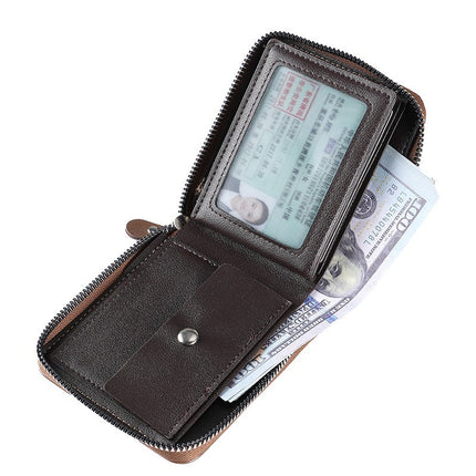Factory wholesale men's driver's license card set European and American fashion cross-border multi-functional zipper coin purse multi-card card bag