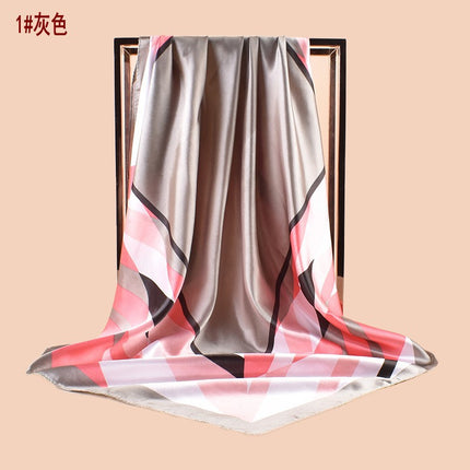 2024 New European and American Light Luxury Geometric Printed Scarf Sunscreen High-end Imitation Silk Scarf 90 Sade Large Square Scarf Batch