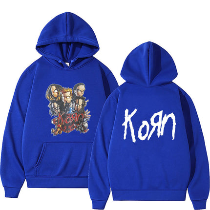 Rock Band Korn Anime Cartoon Print Hoodie Men Women Oversized
