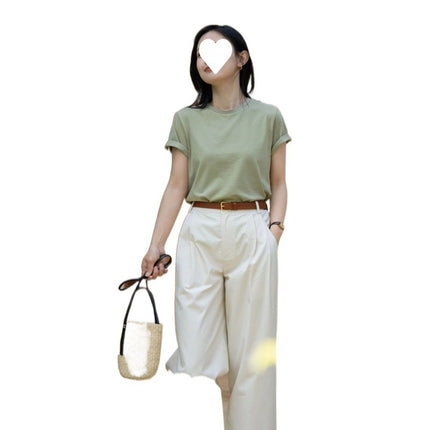 Summer dress with a set of mint green short sleeve women's casual pants salt two-piece suit this year's fashion beautiful suit