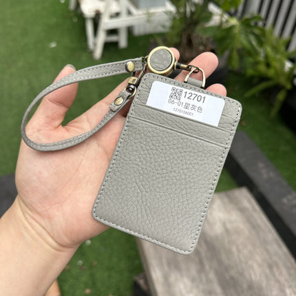 Fashion Genuine Leather Hangtag One-sided ID badge Wrist Wear Drawable Waist Card Bag Japanese and Korean Work Card Set