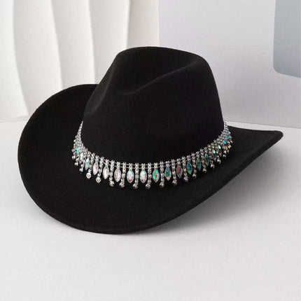 Solid Color Light Board Felt Western Cowboy Hat Outdoor Autum Hat Women's Simple French Hat Men's High-End