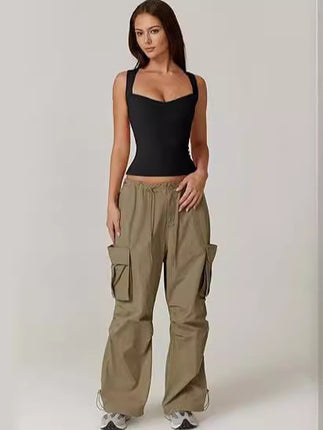 Cross-border European and American Women's Outer Wear Sleeveless Sling Clothing Square Collar Spice Girl Vest Jane Man Inner Wear Pullover Umbilical Top