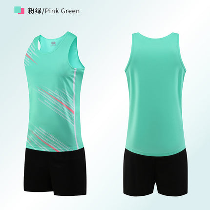 Track and Field Clothing Set Customized Men's and Women's Flat-Leg Sleeveless Vest Track and Field Training Competition Team Uniform Printed Marathon Clothing