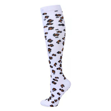 Cross-Border Popular Leopard Print Series Compression Calf Socks, Beautiful Leg Pattern, Outdoor Cycling Sports Fitness Elastic Compression Socks
