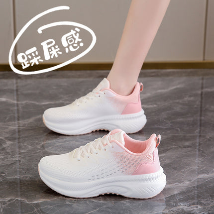 Summer Light Women's Shoes Soft Sole 2024 Flying Mesh Surface Breathable Feeling Running White sneaker Women's Tide
