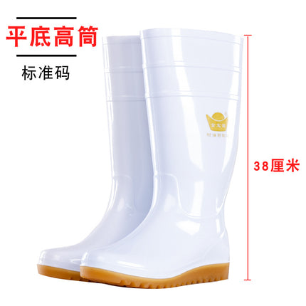 White high-heeled rain boots waterproof, oil-proof, acid-resistant and alkali-resistant food Special rain boots with beef tendon sole water shoes non-slip rain boots wholesale