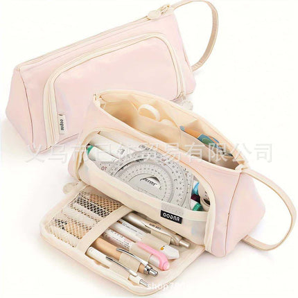 Triangular Pencil Case with Large Capacity and Multi-Functional Features, Korean-Style Ins-Style Stationery Box for Middle and High School Students, Direct from the Manufacturer