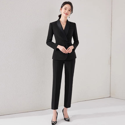 Autumn and Winter New New Chinese Black Professional Suit suit Elegant Goddess Fan Slim-fit Slimming Dress Overalls OL