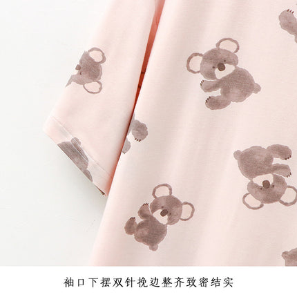 Factory Direct Supply! First-Hand Supply! Koala Print Summer Modal Short-Sleeved Mid-Length Nightgown Home Skirt for Sleeping