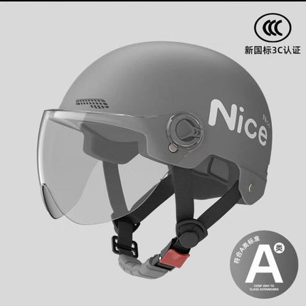 New National Standard 3C Certified Electric Vehicle Helmet for Men, Summer, Women's Battery Motorcycle Half Helmet, Lightweight Anti-Collision Helmet