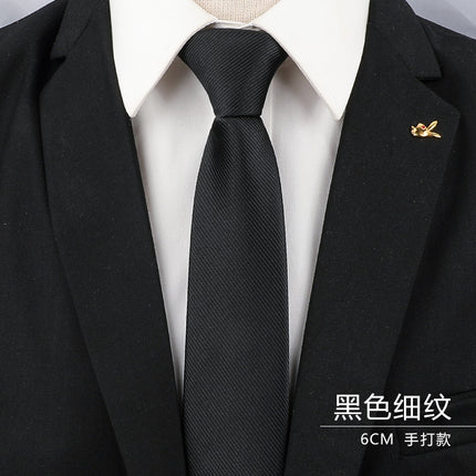 Men's Black Tie Men's Formal Wear Korean Style 8cm Student Women's Suit Business Lazy Zipper Wedding Professional Fashion