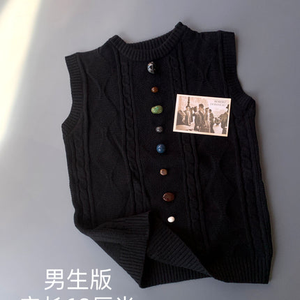 Original design each piece is different knitted vest chic niche antique beaded sleeveless hair clip
