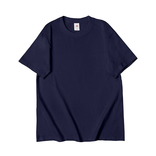 220g Cotton Three-Needle Round Neck Loose Shoulder Short-Sleeved Men's Summer T-Shirt Export Cross-Border Light Board Bottoming Shirt