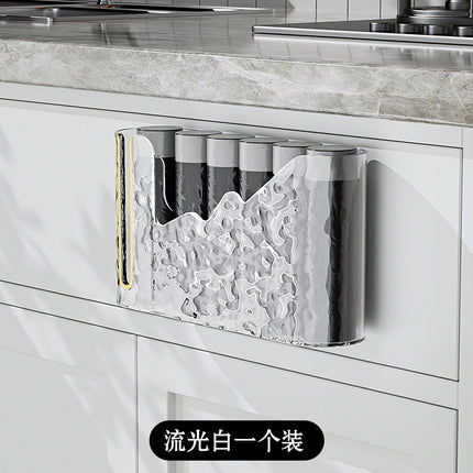 Household Glacier Pattern Garbage Bag Storage Box Punch-Free Storage Box Withdrawable Kitchen Garbage Bag Storage Rack