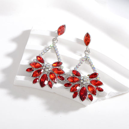 Cross-border European and American fashion earrings exaggerated net red alloy diamond flower earrings girls simple super fairy earrings wholesale