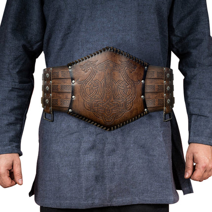Scandinavian Viking Style Thor's Hammer Embossed Wide Belt Medieval Retro Girdle Knight Belt Cross-Border Hot Sale