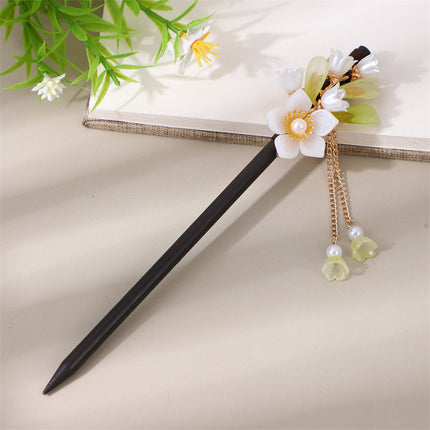 Antique Hairpin Tassel Step Wooden Hairpin Imitation Ebony Headwear Disc Hair Han Clothes Accessories Hair-pulled Ancient Clothes Hair Women