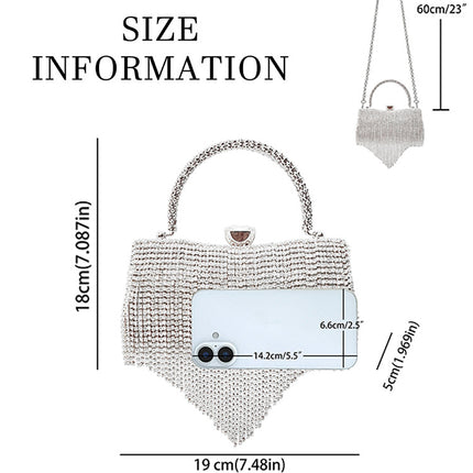 New Cross-Border Hot-Selling Women's Bags, Light Luxury Tassel Evening Bags, Women's Handbags, High-End Full-Diamond Handbags