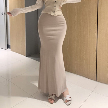 South Korea Dongdaemun women's new tight large figure elegant sexy high waist sheath fishtail skirt long skirt
