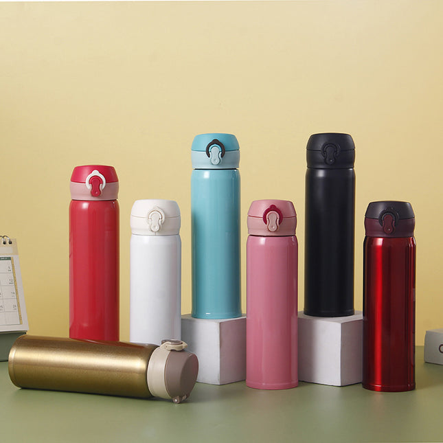 304 Stainless Steel Thermos Cup, High-Looking Bouncing Cup with Lock, Outdoor Portable Car Water Cup, Printed Gift Cup