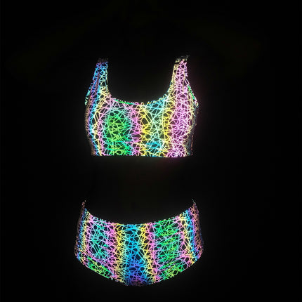New Zebra Pattern Colorful Reflective Split Swimsuit European and American Women's High Waist Pants bikini Swimsuit Laser bikini