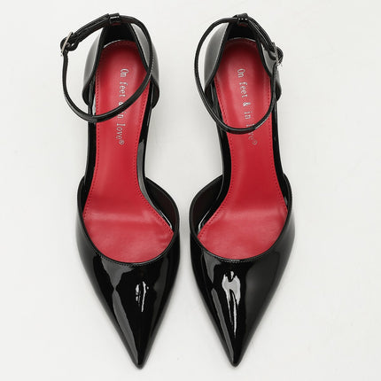 Summer New Style French One-Line Buckle High-Heeled Shoes for Women, Pointed Toe Stiletto Heels, Hollow Shoes, Fashionable and Casual Women's Shoes