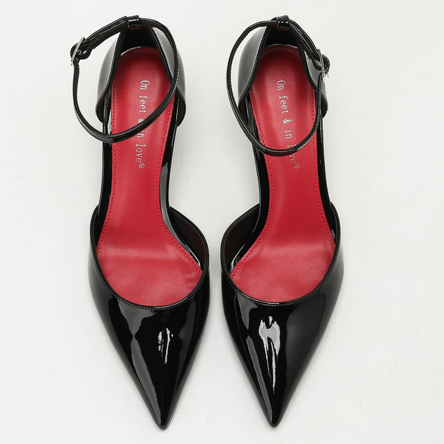 Summer New Style French One-Line Buckle High-Heeled Shoes for Women, Pointed Toe Stiletto Heels, Hollow Shoes, Fashionable and Casual Women's Shoes