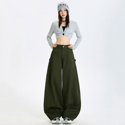 American High Street Hottie Scimitar Jeans for Women in Autumn New Design Loose Slimming Casual Workwear Wide Leg Pants