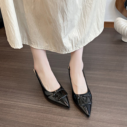 2025 New Spring & Fall Elegant High-Heeled Shoes French Stiletto Pointed Toe Beautiful Toe-Cap Sandals Nude Women's Shoes