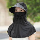 Ice silk black-sun protection hat / Free size