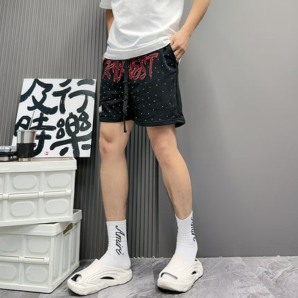 Shorts Men's Letters Summer Tooling Fashionable Trousers Casual Outer Wear Loose Trendy Brand Mid-length Pants Beach Pants
