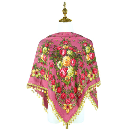 Amazon Cross-border New Gorgeous Golden Sequins Advanced Scarf Double-sided Warm Windproof Multifunctional Triangle Towel