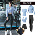 Light blue [short-sleeved] five-piece set of black pants---crazy sale / M