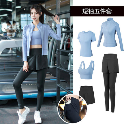Yoga Clothing Suit for Women 2025 New Flesh-Covering Running Suit for Women Morning Running Sports Fitness Quick-Drying Clothing Wholesale