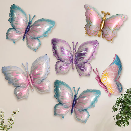 Butterfly balloon cross-border aluminum balloon wholesale night market stall children's birthday gift decorative toy balloon