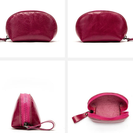 Vintage Women's Cowhide Fashion Coin Purse Leather Earphone Bag Lipstick Coin Change Key Bag Leather Storage Bag