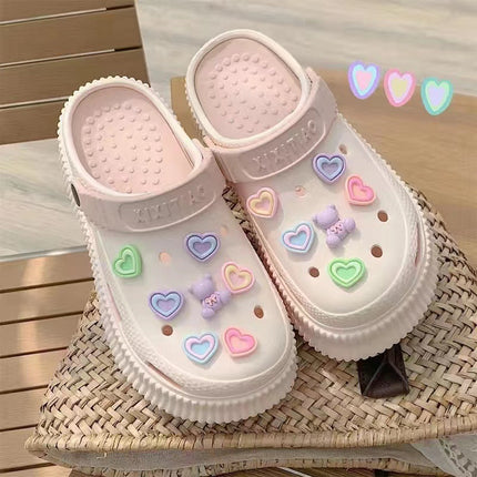 Girl's Heart Cartoon Sandals and Slippers Women's Summer Outer Wear Thick Sole Heightened Cave Shoes Cute Student Baotou Sandals and Slippers