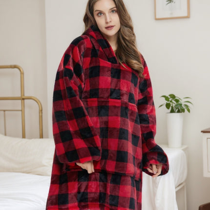 Solid Color Lazy Wear Cross-Border Sweatshirt Couple's Thickened Cold-Proof Clothing Warm Hooded Outerwear Pajamas Loungewear Processing Method