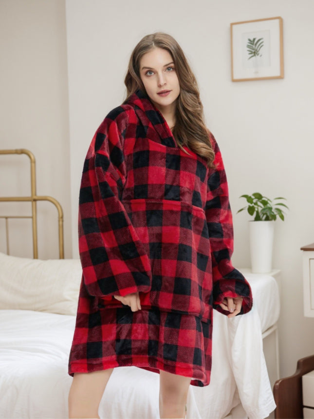 Solid Color Lazy Wear Cross-Border Sweatshirt Couple's Thickened Cold-Proof Clothing Warm Hooded Outerwear Pajamas Loungewear Processing Method