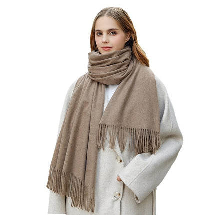 Wool Scarf Autumn and Winter Korean Style Cashmere Scarf Women's Winter New Women's Shawl Pure Color Scarf Versatile